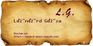 Lénárd Géza névjegykártya