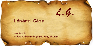 Lénárd Géza névjegykártya